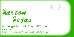 marton hejas business card